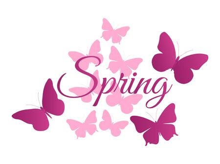 Spring, background with butterflies. Machaons. Vector illustrationのイラスト素材