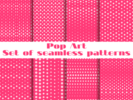 Dotted, Pop Art seamless pattern background. Set vector illustration.のイラスト素材