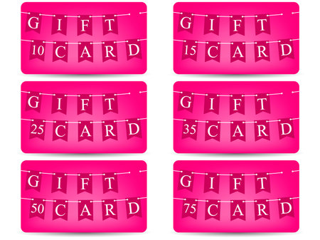 Gift cards with a paper garland. Set of vector illustrationのイラスト素材