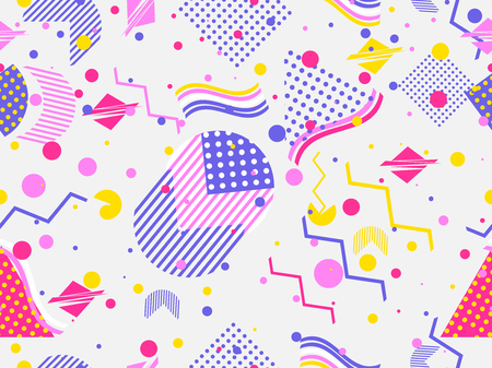 Memphis seamless pattern. Geometric elements memphis in the style of 80's. Vector illustration.のイラスト素材
