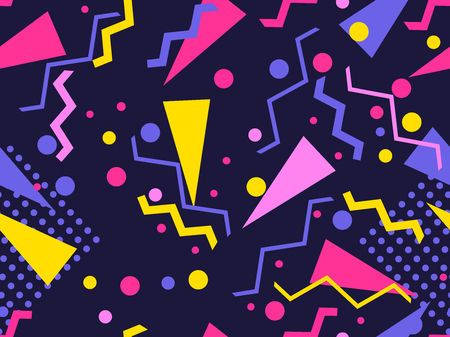 Memphis seamless pattern. Geometric elements memphis in the style of 80's. Vector illustration.のイラスト素材
