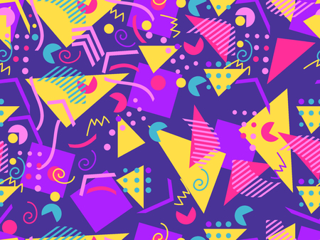Memphis seamless pattern. Geometric elements memphis in the style of 80's. Vector illustrationのイラスト素材