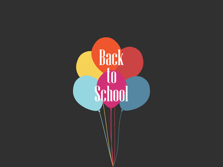 Back to school flying balloons. September 1 Day of Knowledge. Vector illustrationのイラスト素材