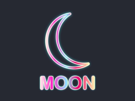 Moon neon sign. Vector illustrationのイラスト素材