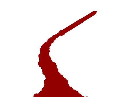 Launch of a nuclear missile. Start a ballistic missile on a white background. Vector illustrationのイラスト素材