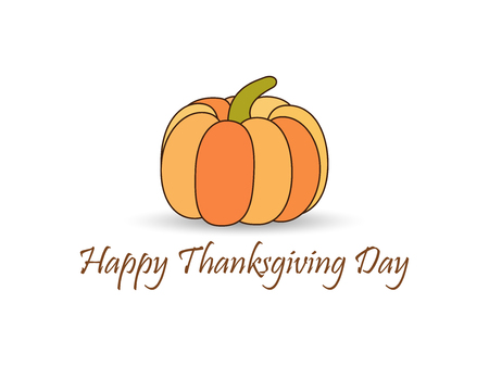 Happy Thanksgiving Day. Pumpkin with shadow isolated on white background. Vector illustrationのイラスト素材