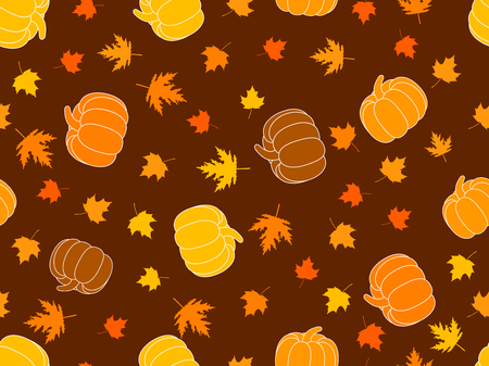 Autumn pattern with pumpkins and leaves.のイラスト素材