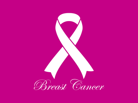 Breast Cancer Awareness. White ribbon on pink background. Vector illustrationのイラスト素材
