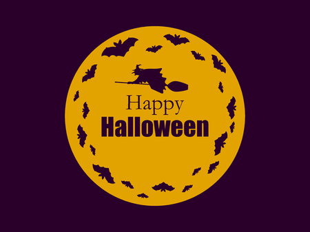 Old witch with a hat on a broom.のイラスト素材