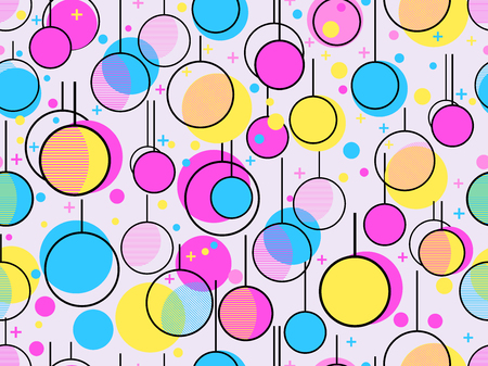 Memphis seamless pattern with Christmas balls Vector illustrationのイラスト素材