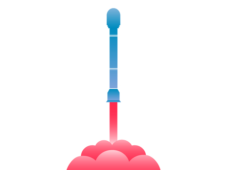 Launch of the spaceship. Isolated on white background. Start the rocket. Vector illustrationのイラスト素材