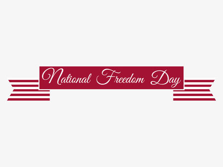 National Freedom Day, 1st of February. Red ribbon on white background. Slavery abolition. Vector illustration.のイラスト素材