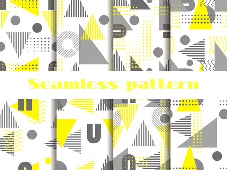 Memphis seamless pattern set. Geometric elements Memphis in the style of 80's.のイラスト素材