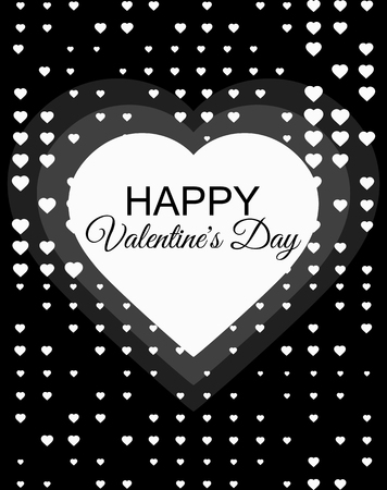 Happy Valentines Day, 14 February. Halftone dotted background for greeting card background with hearts. Graphic design black and white typography. Vector illustrationのイラスト素材