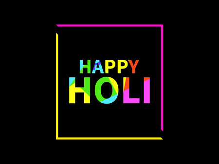 Inscription of Happy Holi, Indian festival of colours for greeting card, banner and poster.のイラスト素材