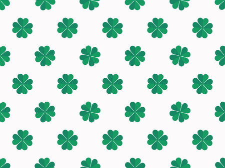 Green clover leaves on white background seamless pattern. Vector illustrationのイラスト素材