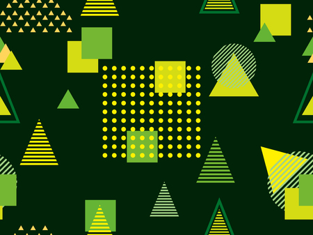 Seamless geometric shapes in yellow and green.のイラスト素材