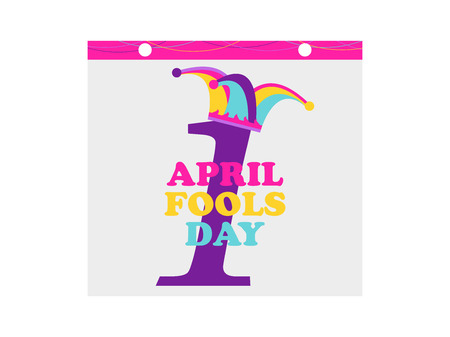 April Fools Day Jester hat and calendar. Colorful design. Vector illustrationのイラスト素材