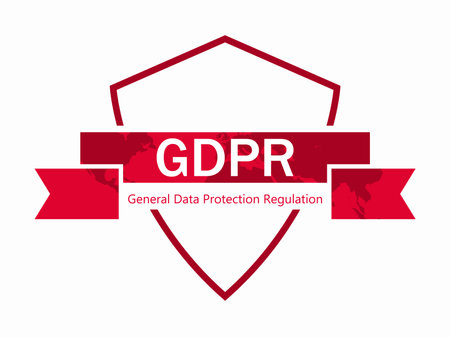 General data protection regulation, abbreviation: DSGVO. Protection of natural persons with regard to the processing of personal data. Shield and tape. Vector illustrationのイラスト素材