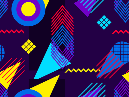 Memphis seamless pattern. Geometric elements memphis in the style of 80s. Bauhaus background. Vector illustrationのイラスト素材