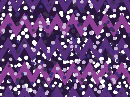 Zigzags seamless pattern with dots. Synthwave retro background. Retrowave. Vector illustrationのイラスト素材
