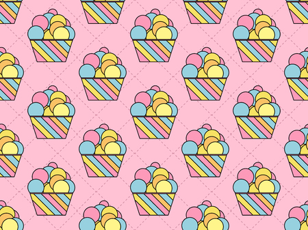 Cupcake seamless pattern. Colorful cake. Vector illustrationのイラスト素材