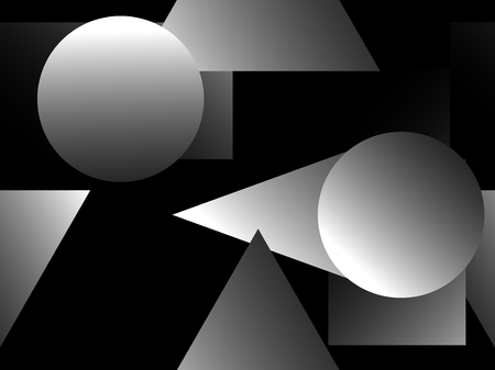 Memphis black and white seamless pattern. Geometric objects with monochrome gradient in the style of memphis. Luxury background in gray shades. Vector illustrationのイラスト素材