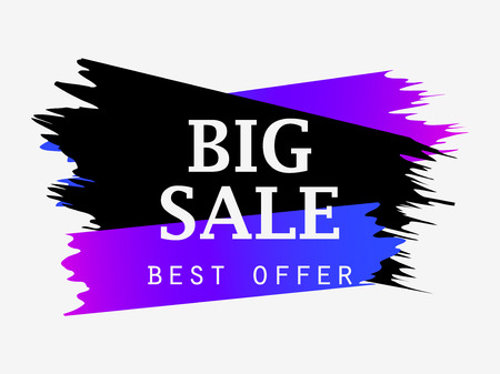 Big sale banner with gradient paint strokes. Best offer with big discount. Vector illustrationのイラスト素材