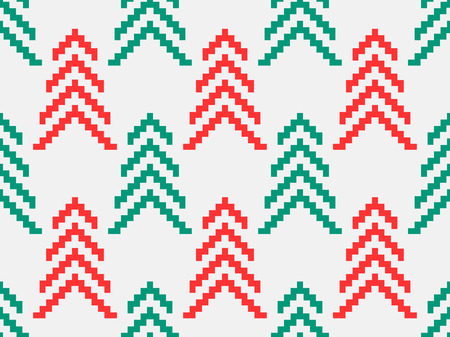 Geometric christmas tree seamless pattern. Christmas greeting card with nordic ornament. Vector illustrationのイラスト素材