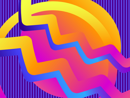 Liquid wave, violet gradient. Modern trend background. Synthwave, futurism background. Retrowave. Vector illustrationのイラスト素材
