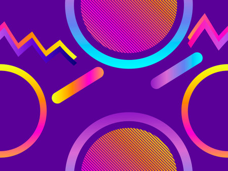 Futurism seamless pattern. Gradient shape in the style of 80s. Synthwave retro background....