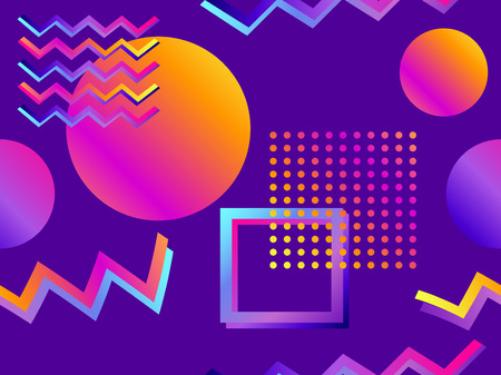 Futurism seamless pattern. Gradient shape in the style of 80s. Synthwave retro background. Retrowave. Vector illustrationのイラスト素材