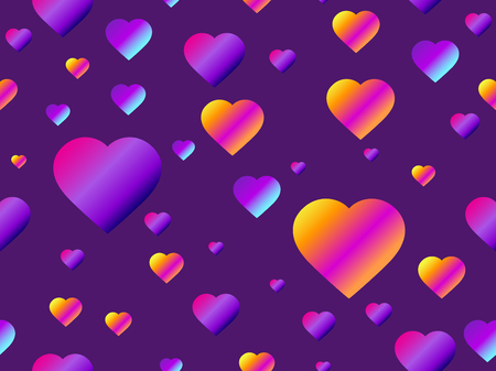 Hearts seamless pattern with purple gradient. Futuristic modern trend. Vector illustrationのイラスト素材