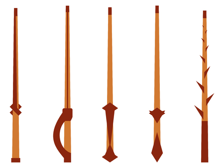Magic wands. Magic and magical objects. Tool wizard isolated on white background. Vector illustrationのイラスト素材