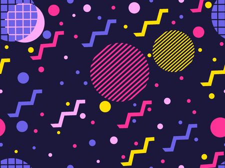 Memphis seamless pattern. Geometric elements memphis in the style of 80's. Vector illustrationのイラスト素材