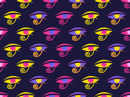 Eye of Horus seamless pattern. Ancient Egyptian amulet symbol. Vector illustrationのイラスト素材