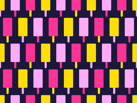 Ice lolly seamless pattern. Multi-colored ice cream on a dark background. Vector illustrationのイラスト素材
