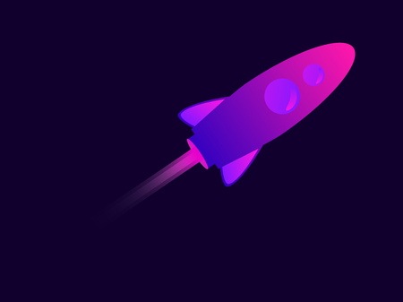 Spacecraft flight. Space rocket. Modern trend gradient. Vector illustrationのイラスト素材