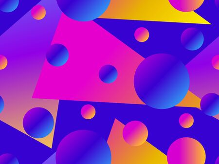 Geometric seamless pattern with liquid gradient. Triangles, circles and points. Trendy background. Vector illustrationのイラスト素材