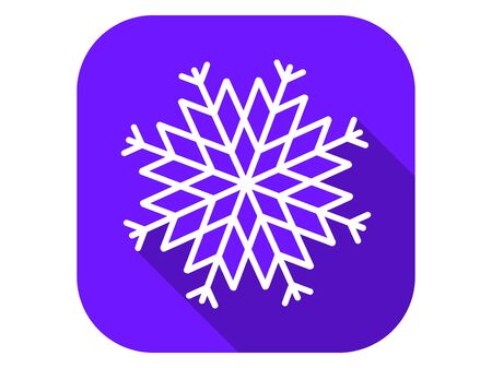 Snowflake flat icon with long shadow. Symbol of cold and winter. Vector illustrationのイラスト素材