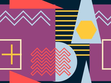 Memphis seamless pattern. Geometric elements memphis in the style of 80's. Vector illustrationのイラスト素材