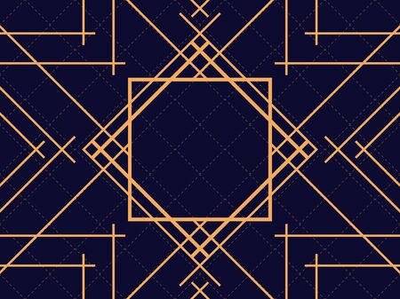 Art deco frame. Vintage linear border. Design a template for invitations, leaflets and greeting cards. The style of the 1920s and 1930s. Vector illustrationのイラスト素材