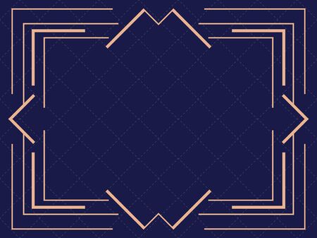 Art deco frame. Vintage linear border. Design a template for invitations, leaflets and greeting cards. The style of the 1920s and 1930s. Vector illustrationのイラスト素材