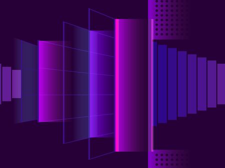Cyberpunk seamless pattern. Retro futurism of the 80s. Neon round and linear light rays.のイラスト素材