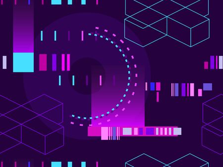 Cyberpunk seamless pattern. Retro futurism of the 80s. Signal error, pixel mosaic. Computer screen error.のイラスト素材