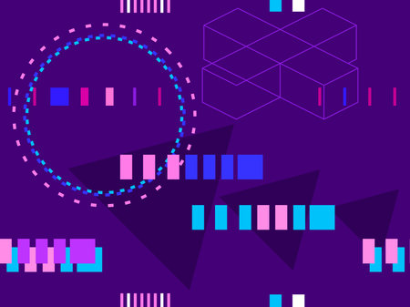 Cyberpunk seamless pattern. Retro futurism of the 80s. Signal error, pixel mosaic.