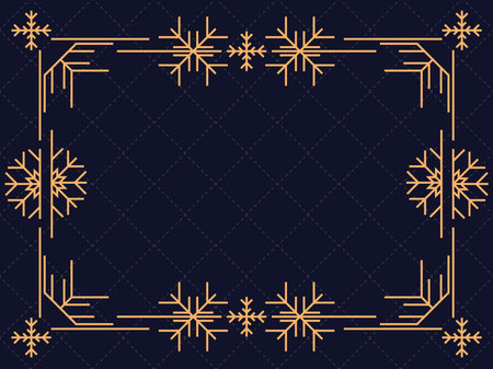 Art deco frame with snowflakes. Vintage linear border. Style of the 1920s and 1930s. Vector illustrationのイラスト素材