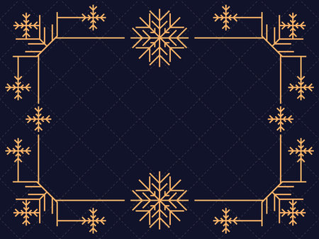 Art deco frame with snowflakes. Vintage linear border. Style of the 1920s and 1930s. Vector illustrationのイラスト素材