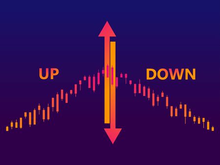 Stock chart, stock market trading. Schedule of rise and fall in prices. Vector illustrationのイラスト素材