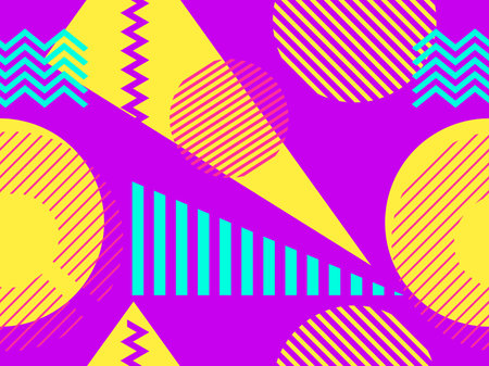 Memphis seamless pattern. Chaotic geometric shapes in the style of 80s. For promotional products,...